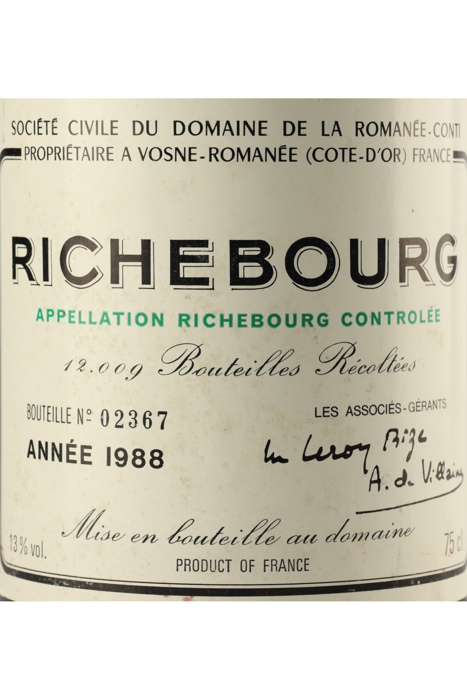 Domaine De La Romanee Conti 1988, Richebourg