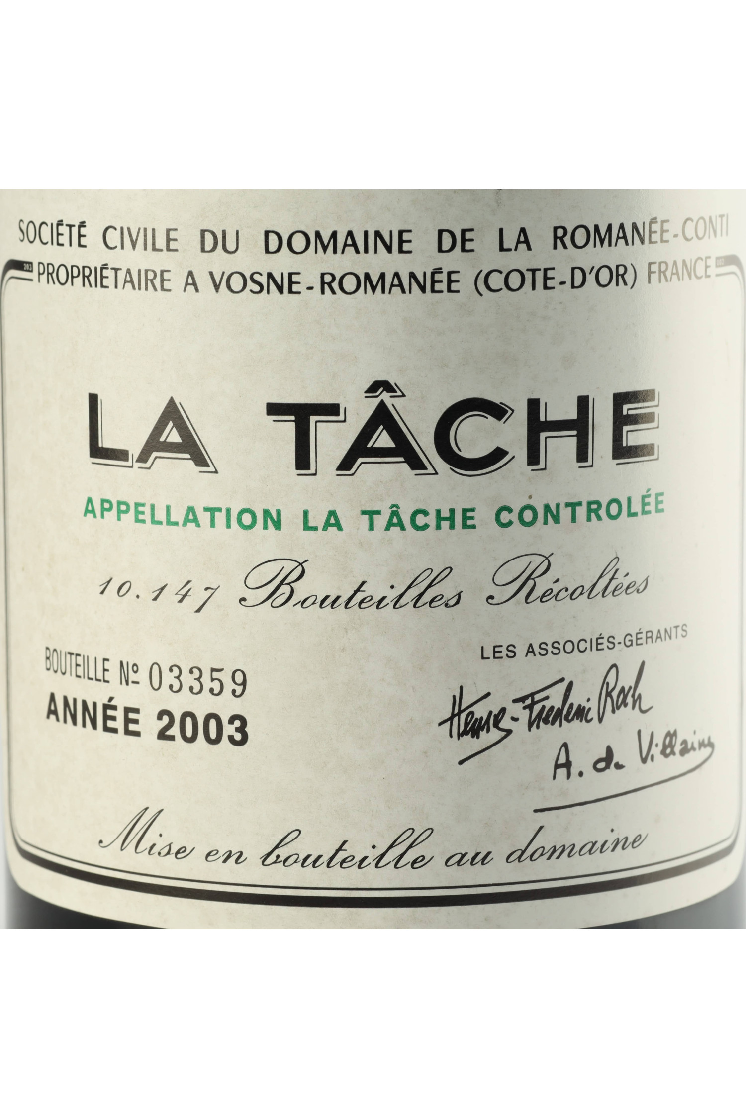 Domaine De Le Romanee Conti 2003, La Tache