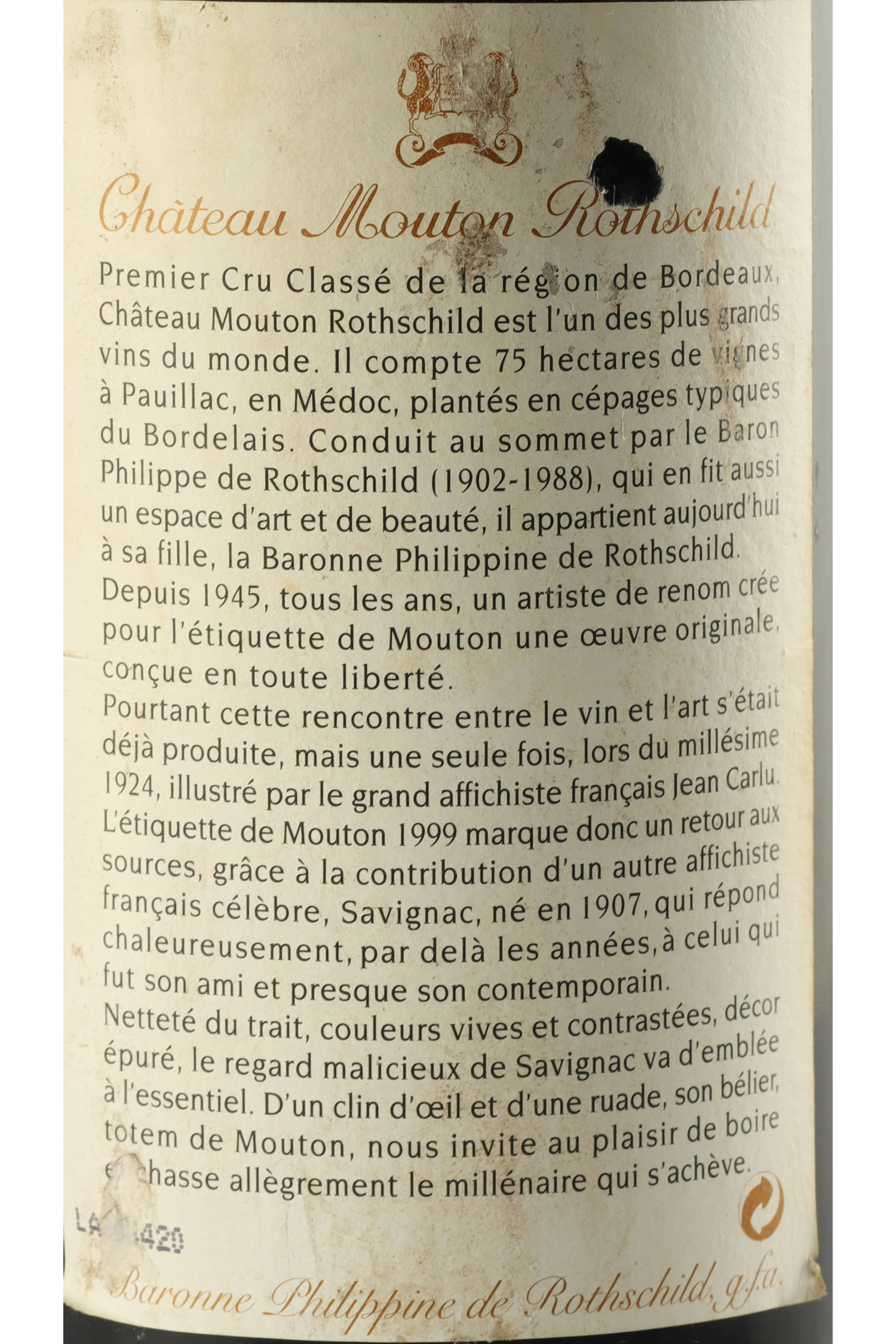 Château Mouton Rothschild 1999, Pauillac